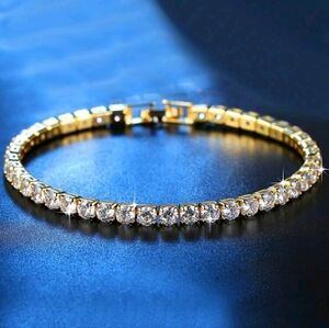 NEW women's CZ diamond tennis bracelet, gold